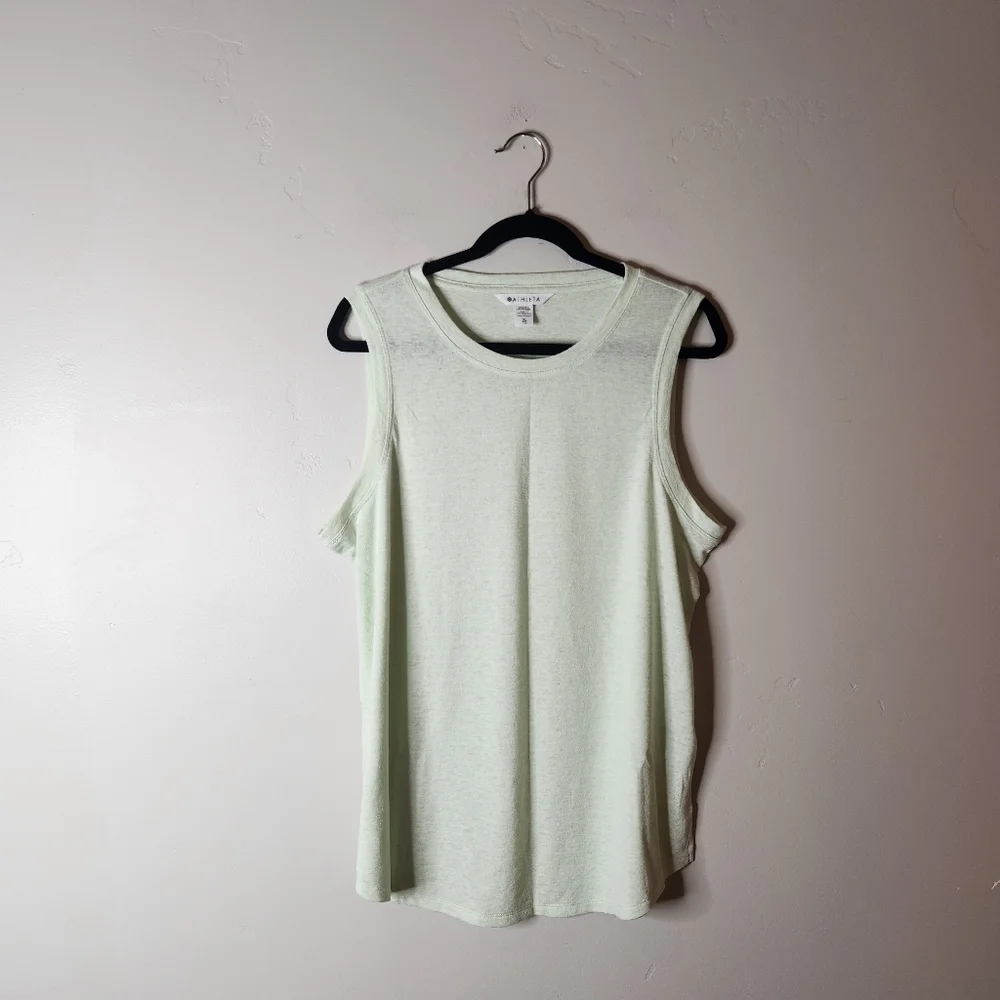 Athleta Breezy Tank Top Mint Green Stripe Size XL - Picture 2 of 6
